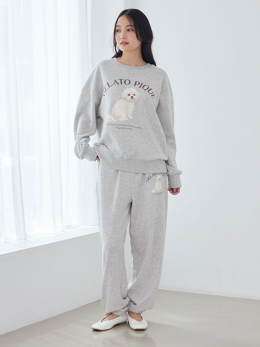 ONLINE限定】【UVカット】お散歩ドッグワンポイント裏毛プルオーバー