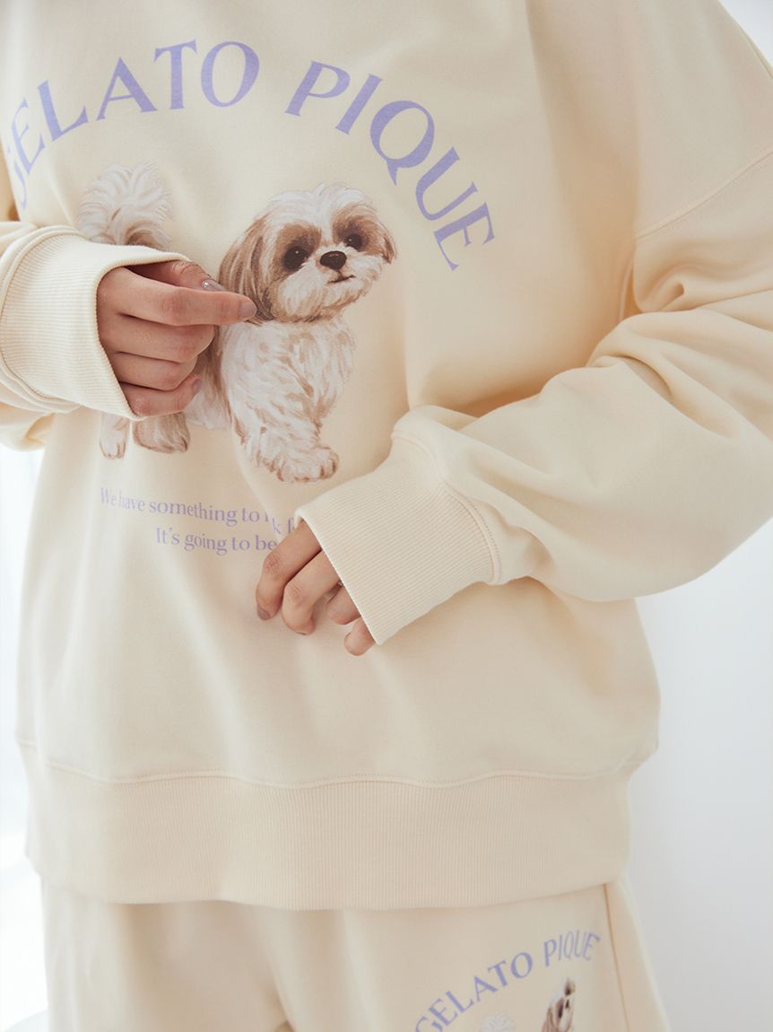 ONLINE限定】【UVカット】お散歩ドッグワンポイント裏毛プルオーバー