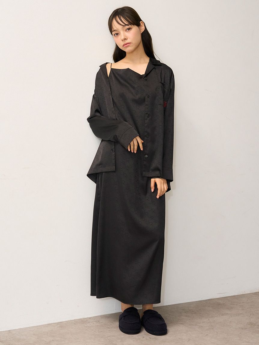 IKI イキ　キャミソールワンピース　ジャガード　ブラック Jacquard Camisole One piece Black / ジャガード キャミソール