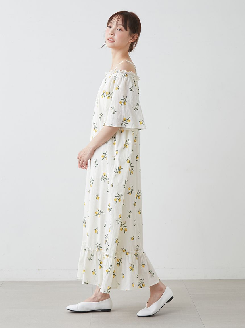 美品✨カレンソロジー 小花柄 ロングワンピース ゆったり インナー付