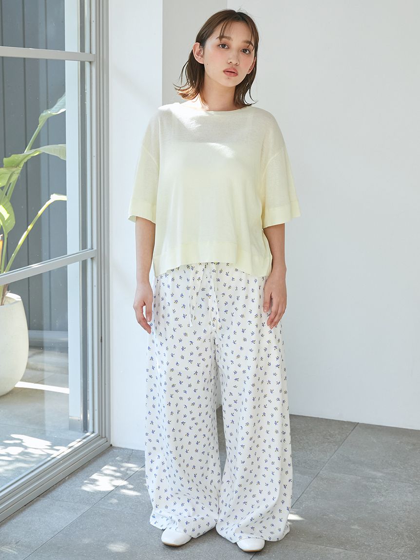 新品 ジェラートピケ ROOM柄Tシャツ＆ロングパンツ 上下セット
