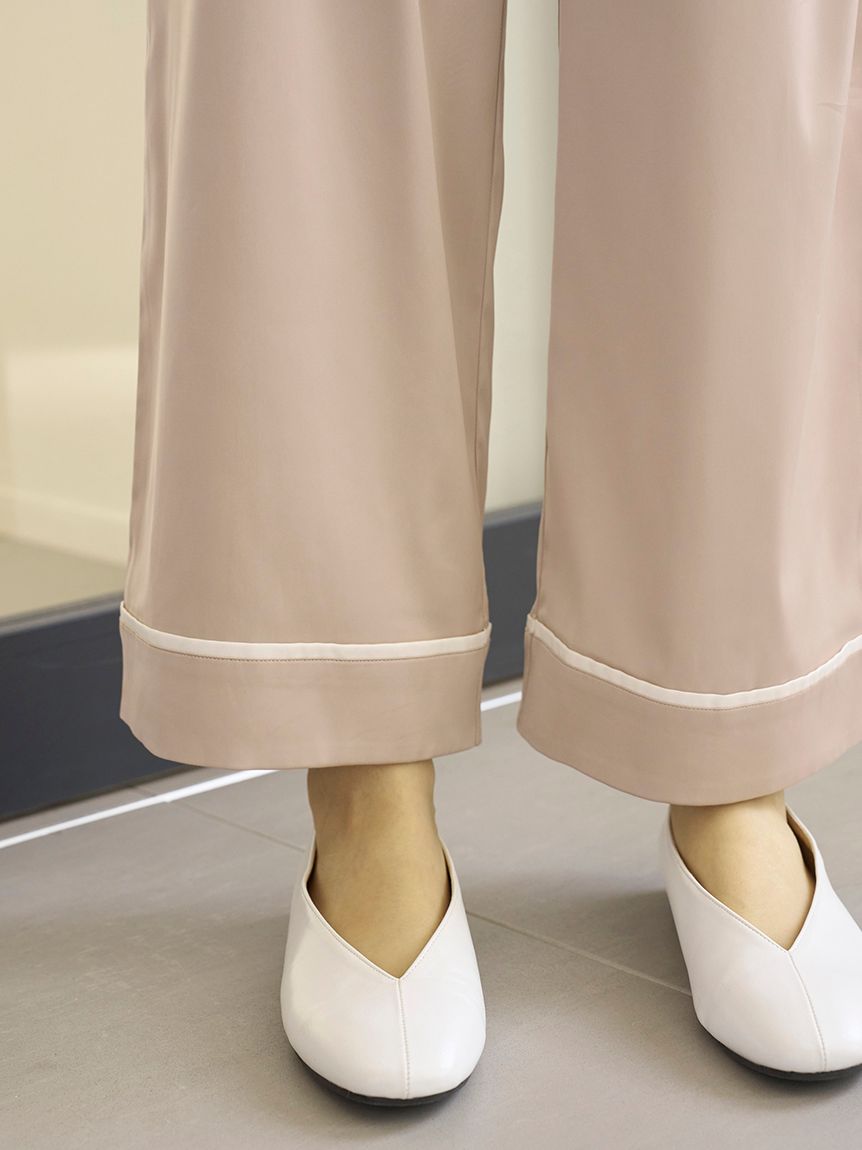 接触冷感サテンラインロングパンツ(ロングパンツ)｜ルームウェア
