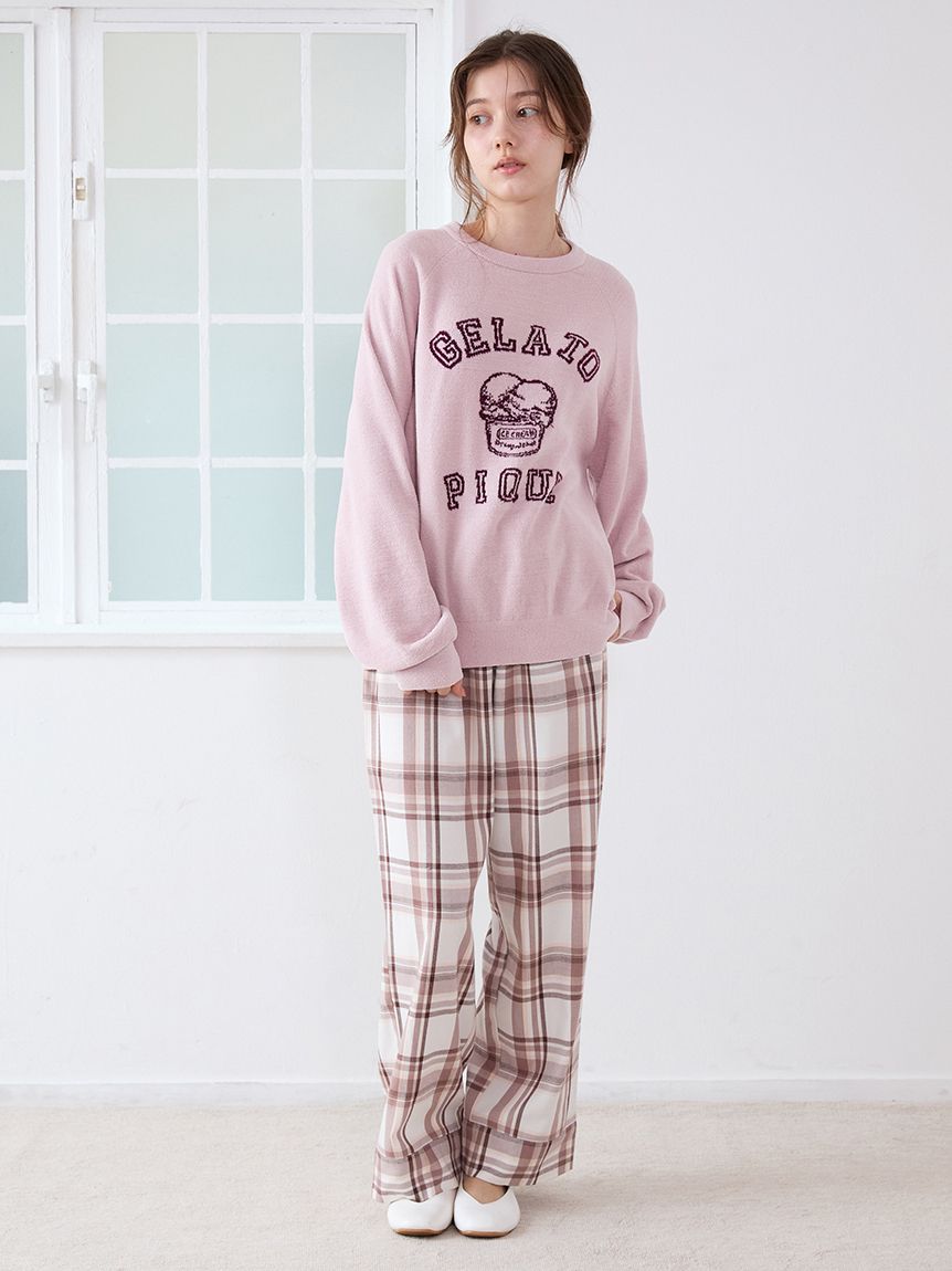 ONLINE限定 ジェラートピケ チェック柄プルオーバー&ロングパンツセット ジェラートピケ オム GELATO PIQUE HOMME 【ONLINE限定】【HOMME