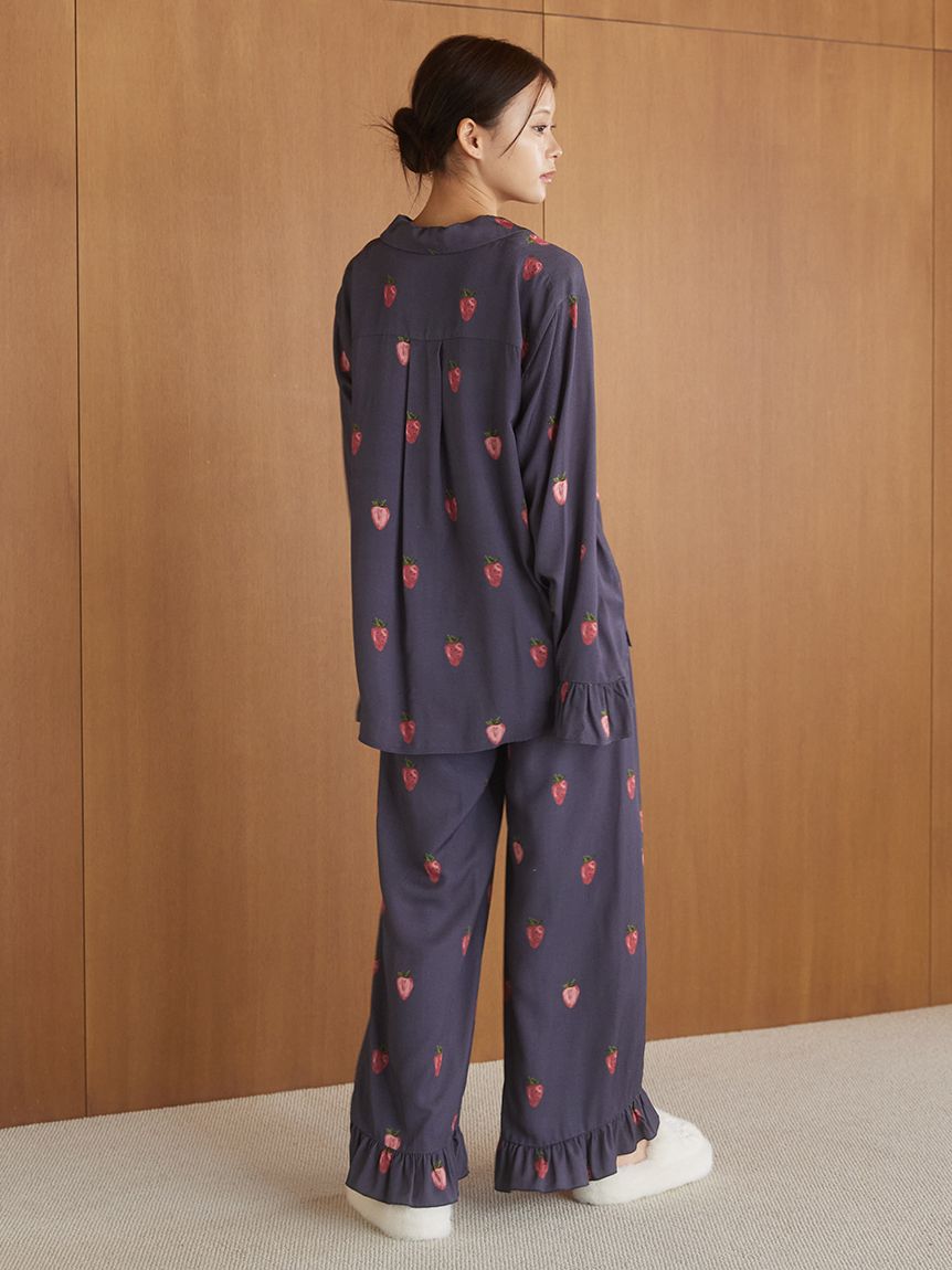 ストロベリー柄ツイルロングパンツ(ロングパンツ)｜ルームウェア