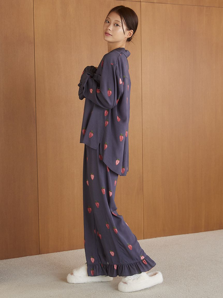 ストロベリー柄ツイルロングパンツ(ロングパンツ)｜ルームウェア