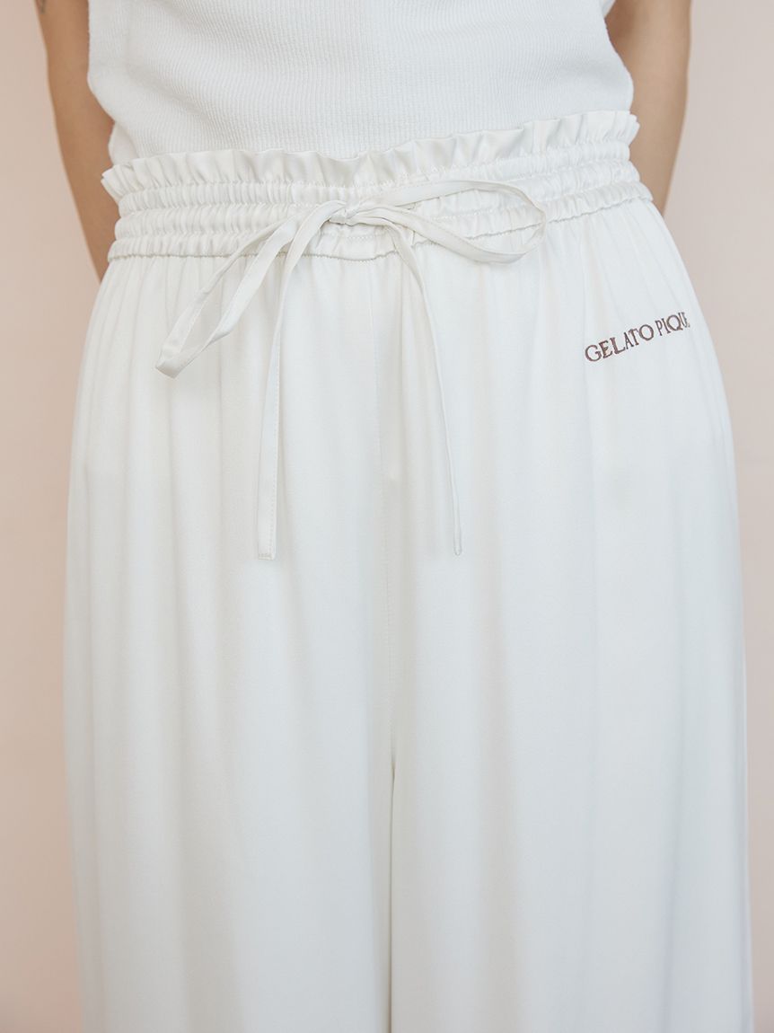 裏起毛サテンロングパンツ(ロングパンツ)｜ルームウェア・パジャマ通販