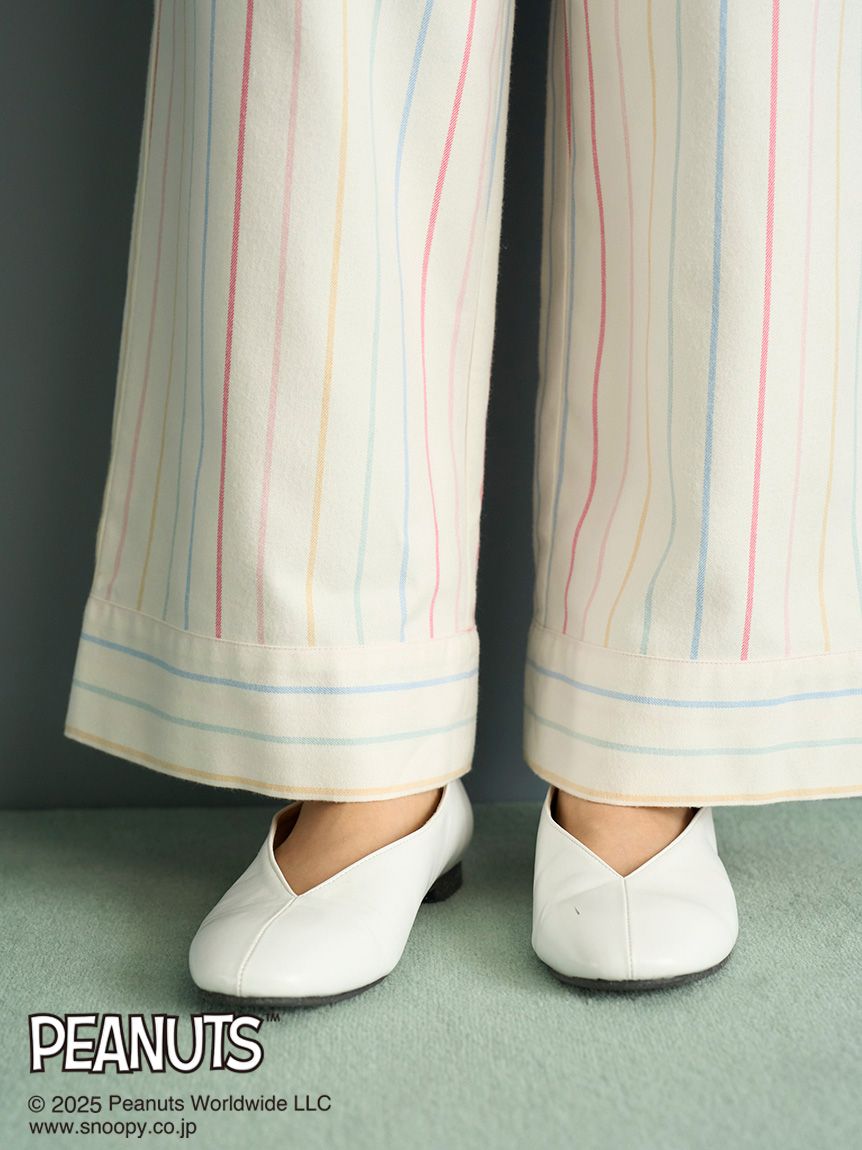 PEANUTS】オリジナルアート レインボーストライプネルロングパンツ