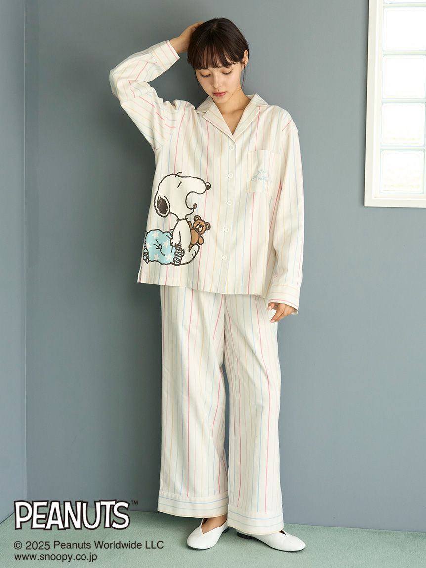 PEARLY GATES SNOOPY Peanuts ストレッチロングパンツ PEANUTS】レインボーストライプネルロングパンツ(ロングパンツ