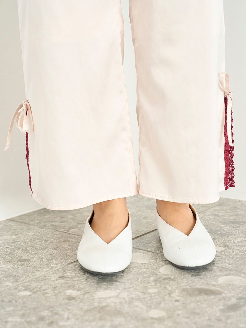 レースサテンロングパンツ(ロングパンツ)｜ルームウェア