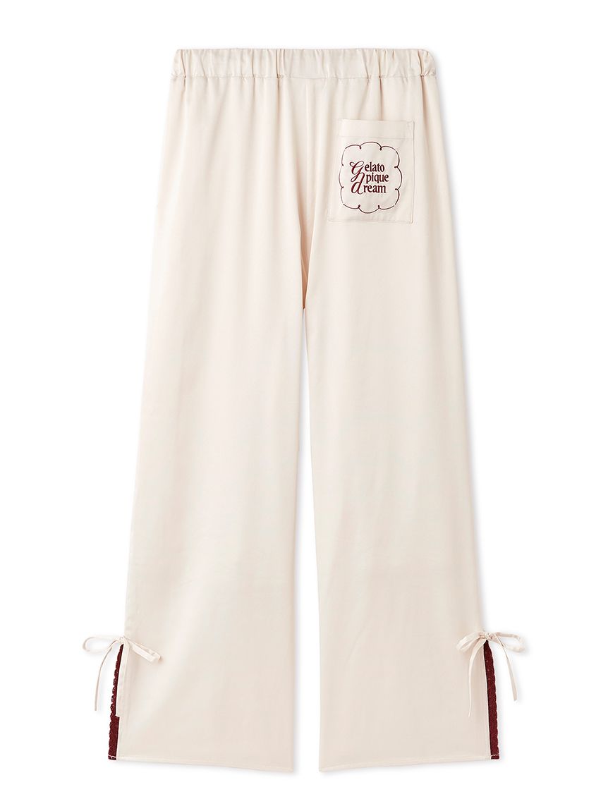 STARBUCKS gelatopiquéルームウェア　ロングパンツ F ピンク gelato pique パウダーベア刺繍ボーダーロングパンツ ソフト