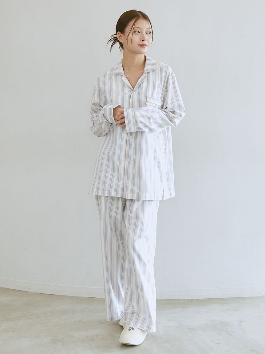 先染めストライプロングパンツ(ロングパンツ)｜ルームウェア・パジャマ