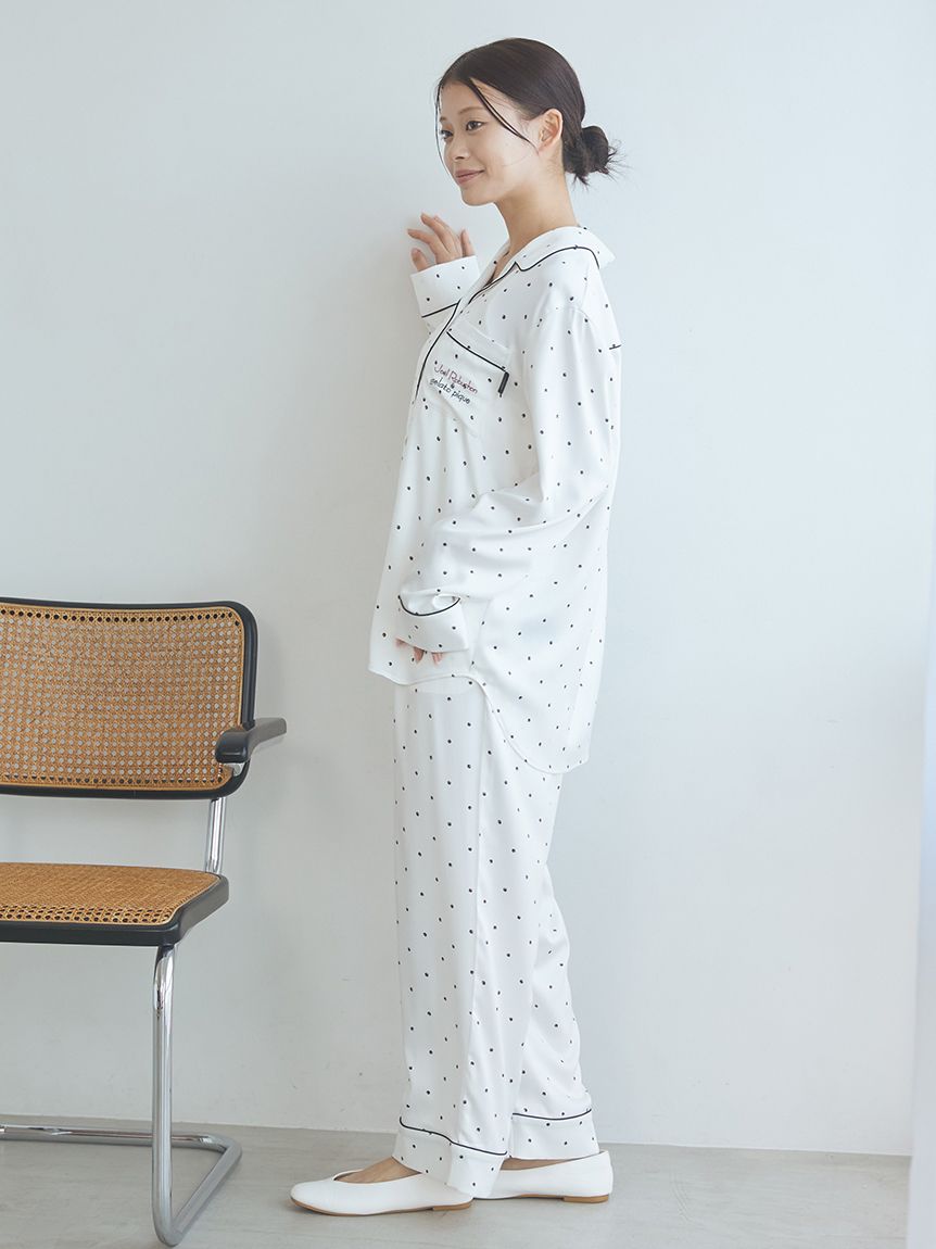 JOEL ROBUCHON】サテンロングパンツ(ロングパンツ)｜ルームウェア