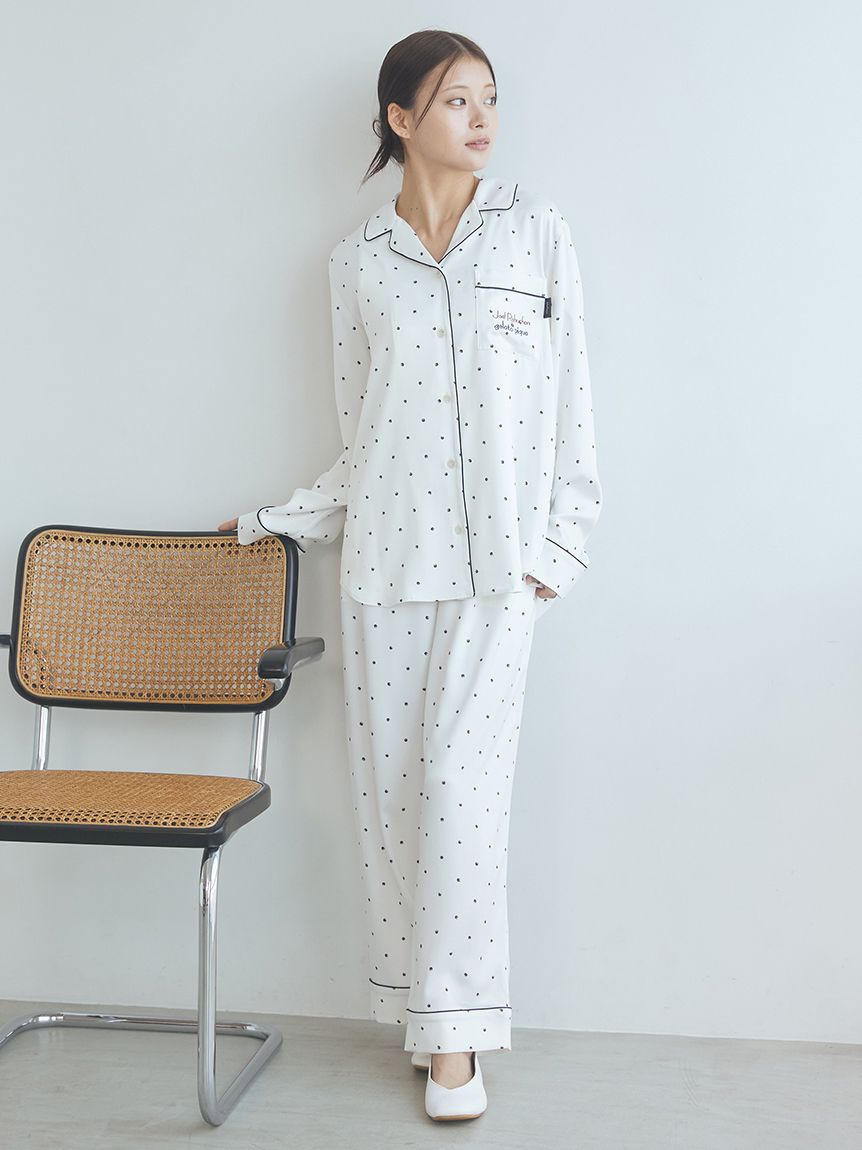 JOEL ROBUCHON】サテンロングパンツ(ロングパンツ)｜ルームウェア