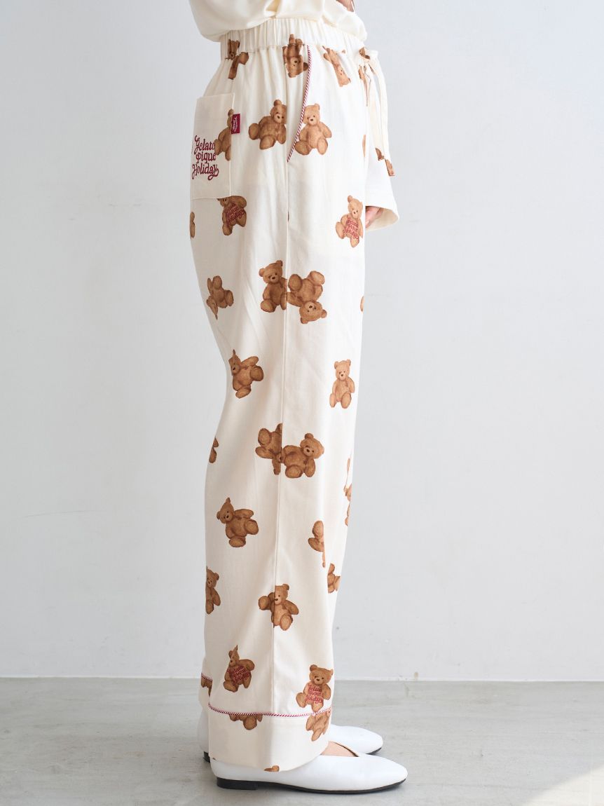 HOLIDAY】ベア柄ネルロングパンツ(ロングパンツ)｜ルームウェア