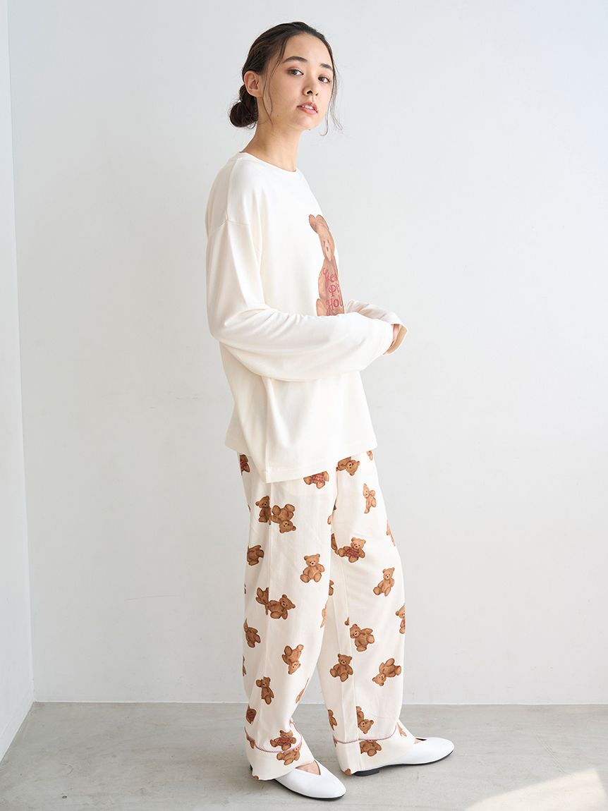 HOLIDAY】ベア柄ネルロングパンツ(ロングパンツ)｜ルームウェア