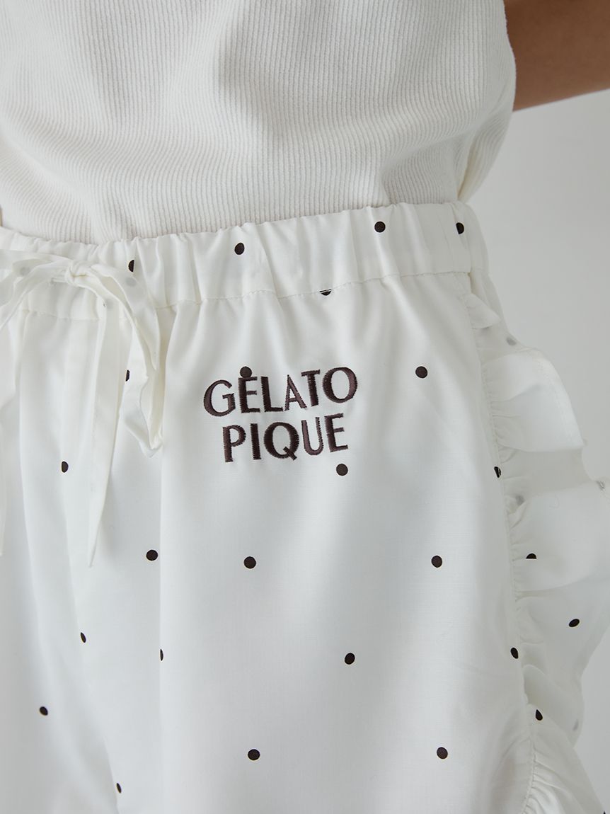 ジェラートピケ ドット柄シャツ＆フリルショートパンツ セットアップ 3柄フリルショートパンツ(ショートパンツ)｜ルームウェア・パジャマ