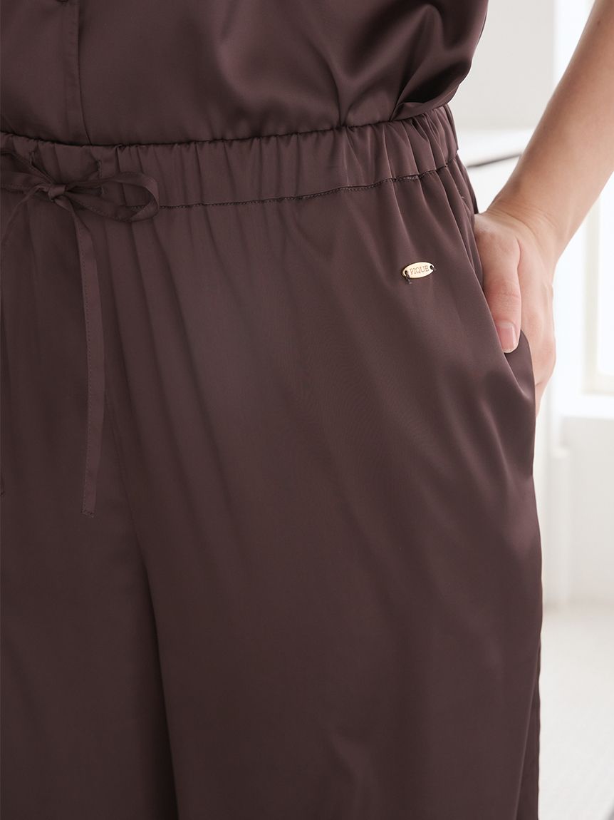 サテンレースロングパンツ(ロングパンツ)｜ルームウェア・パジャマ通販