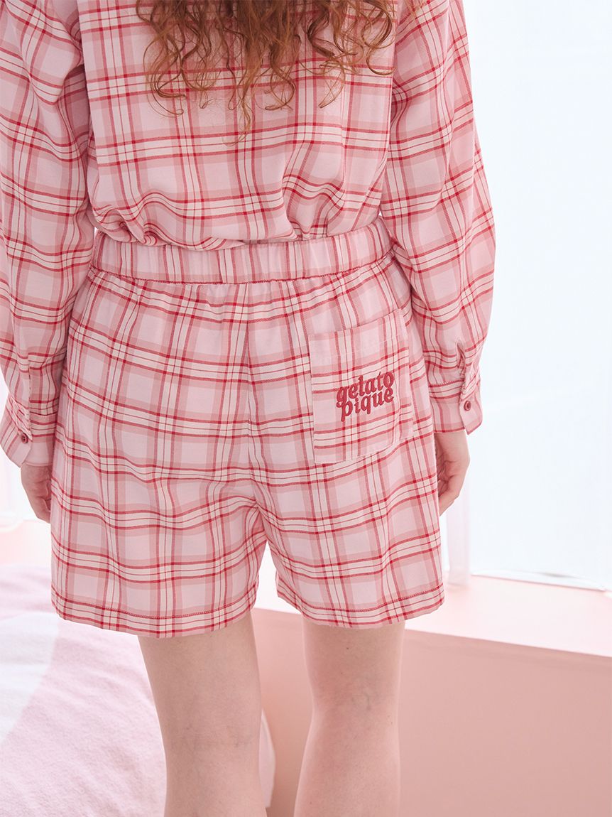 チェック柄ショートパンツ(ショートパンツ)｜ルームウェア・パジャマ