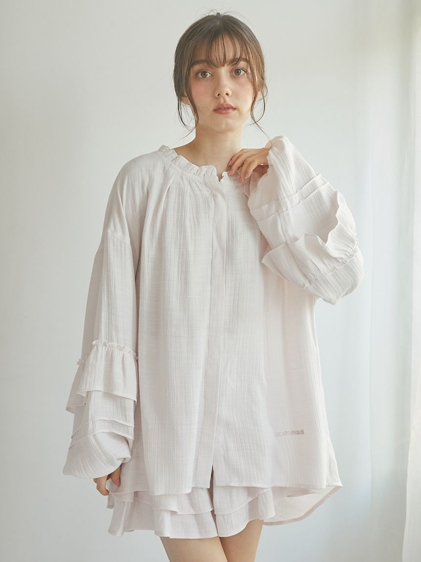 SPRING】フリルブラウス(カットソー・Tシャツ)｜ルームウェア