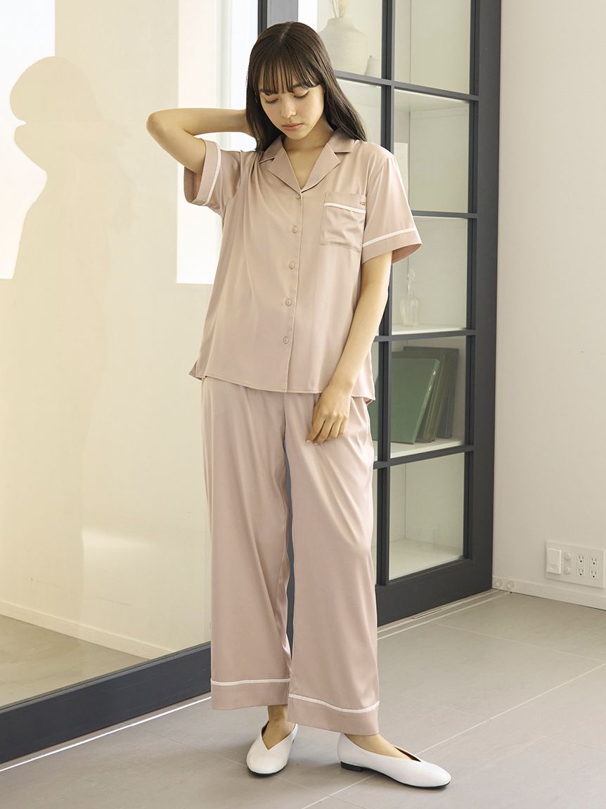 土日のみセール『新品未使用』ジェラピケルームウェア上下 gelato pique ジェラートピケ 接触冷感 ロゴTシャツ&リブ
