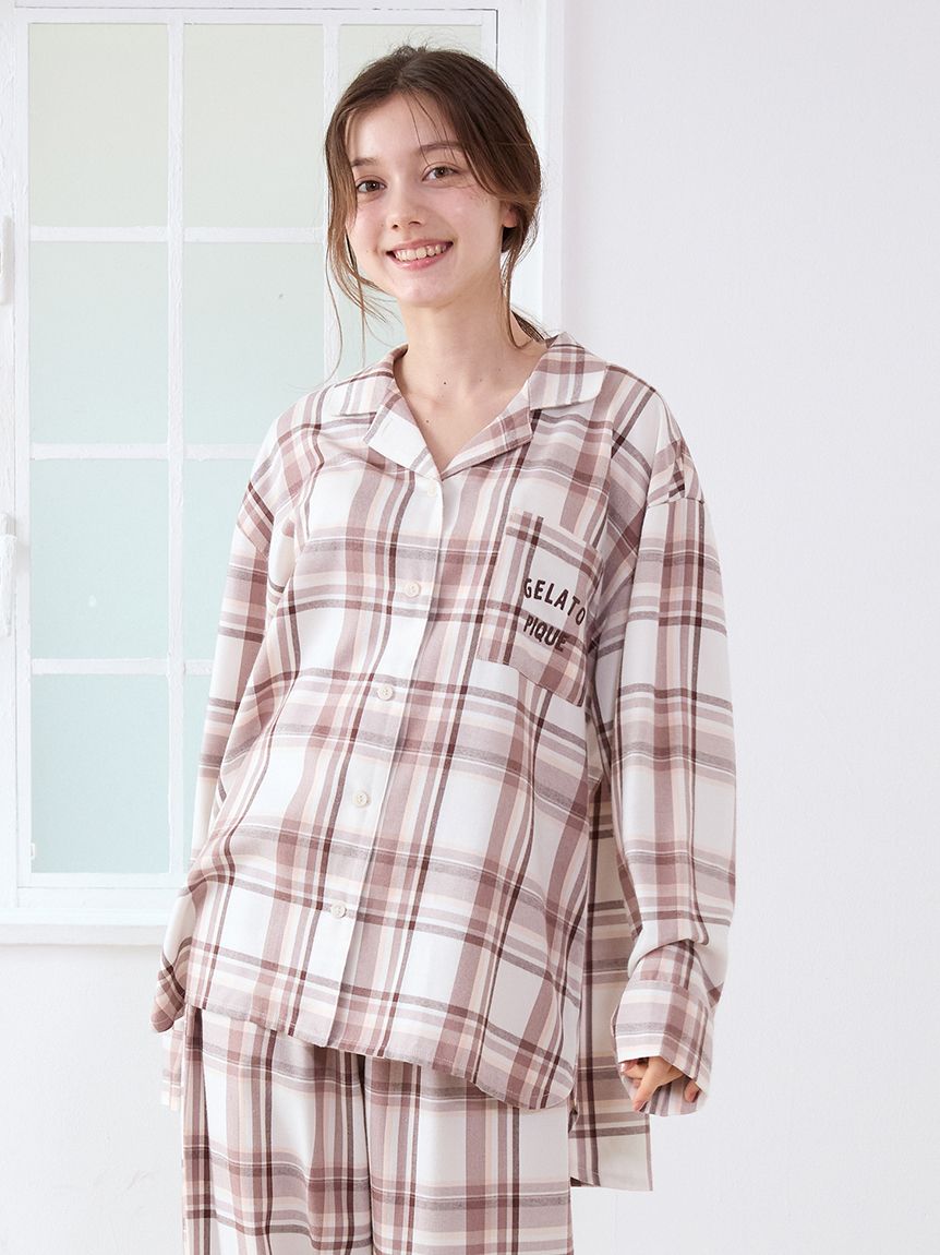 トレンドチェック柄シャツ(シャツ)｜ルームウェア・パジャマ通販