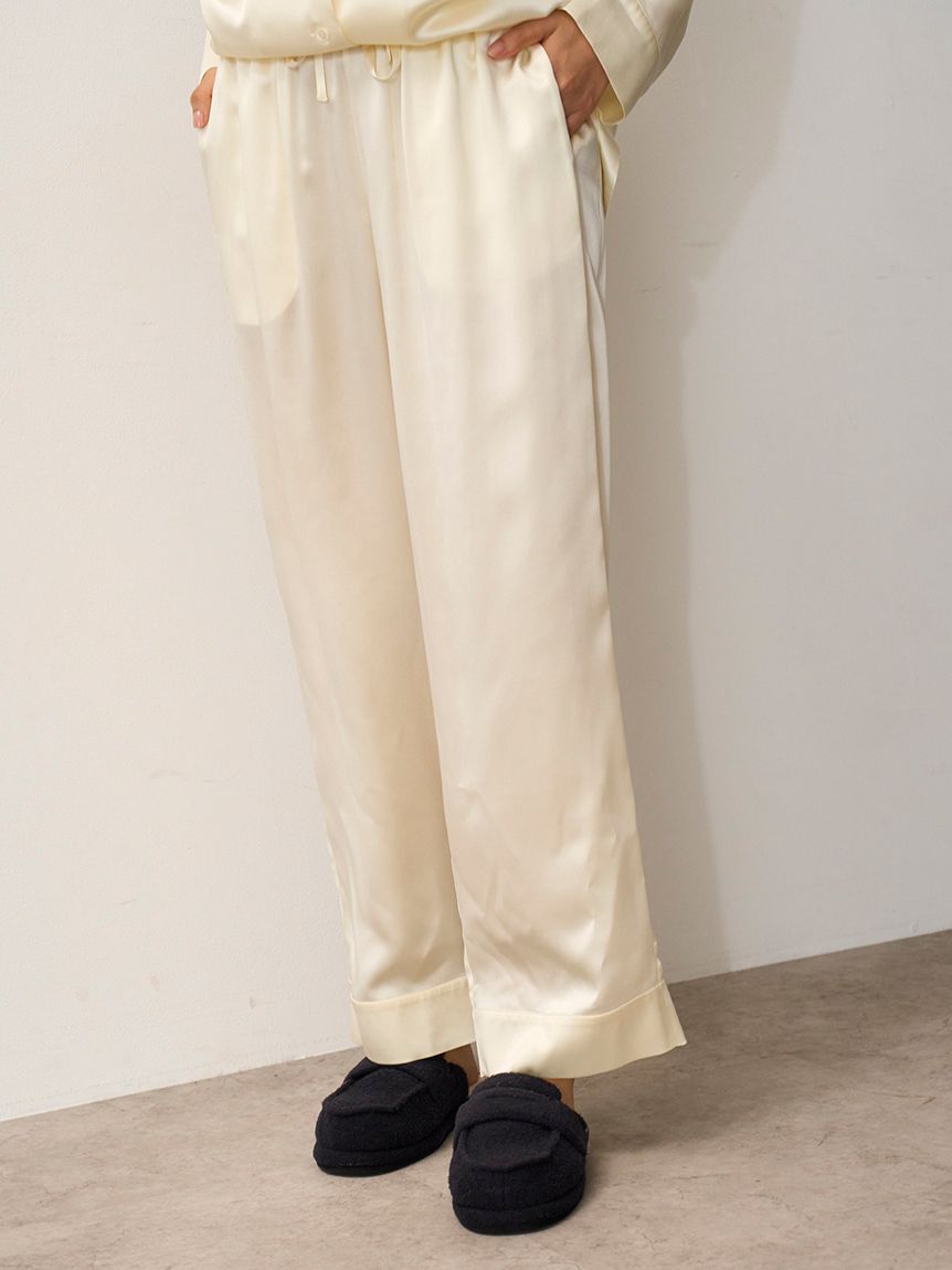 JOEL ROBUCHON】【販路限定】シルクサテンシャツ＆ロングパンツセット