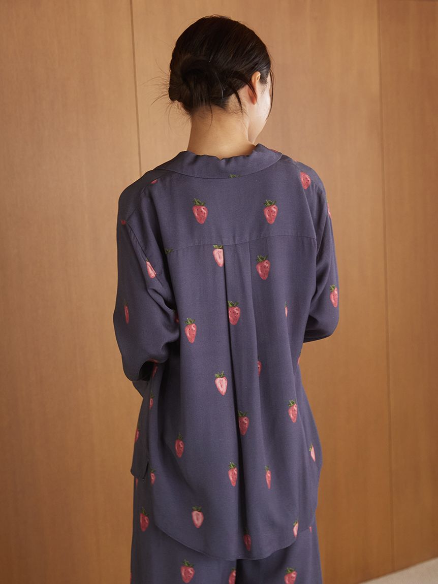 ストロベリー柄ツイルシャツ(シャツ)｜ルームウェア・パジャマ通販の