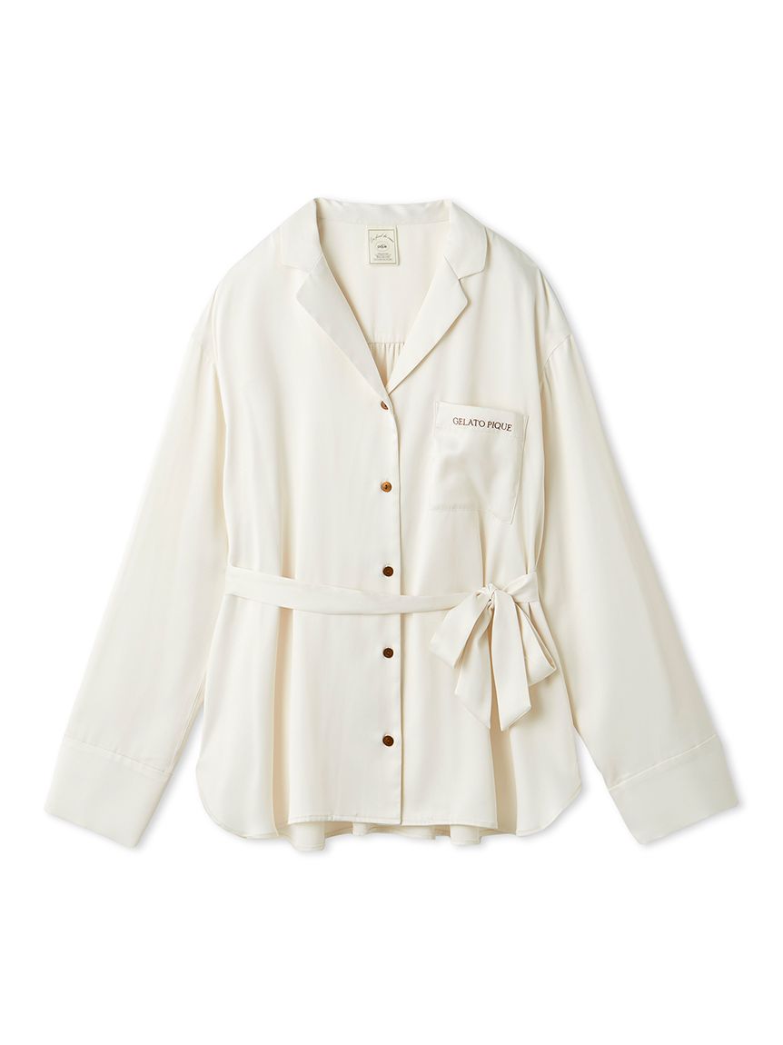 裏起毛サテンシャツ(シャツ)｜ルームウェア・パジャマ通販の