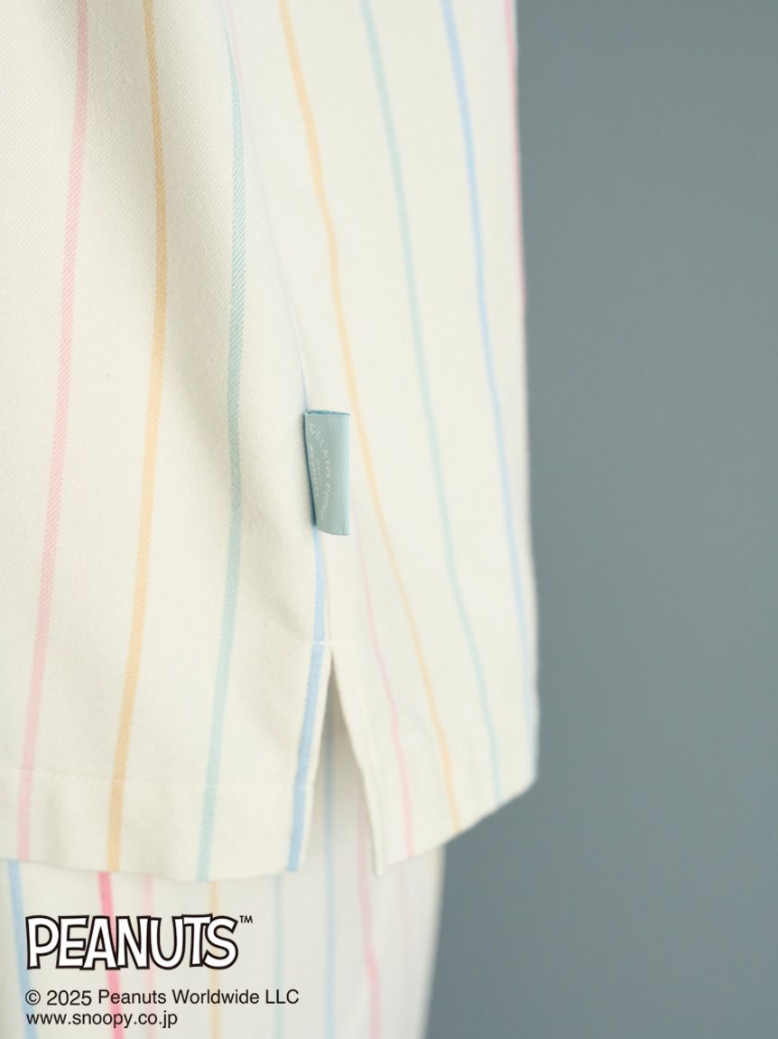 PEANUTS】オリジナルアート レインボーストライプネルシャツ(シャツ