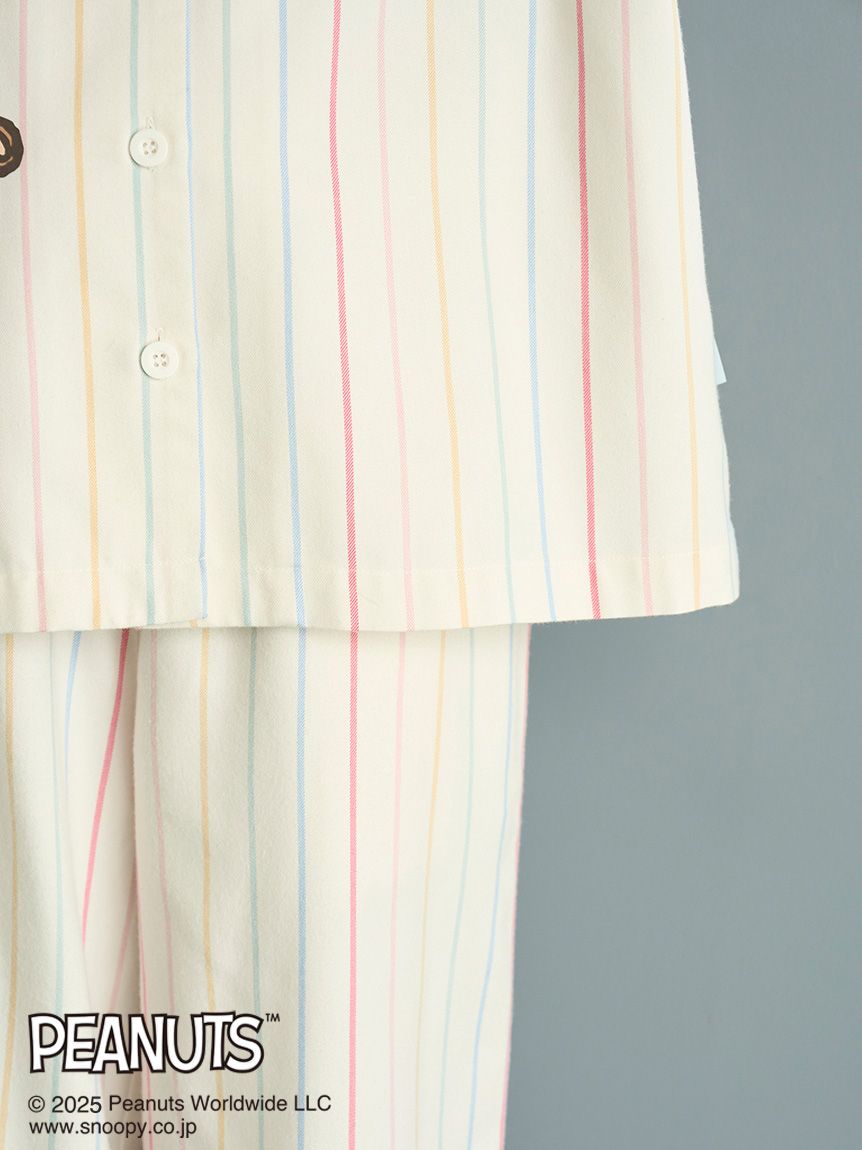 PEANUTS】オリジナルアート レインボーストライプネルシャツ(シャツ