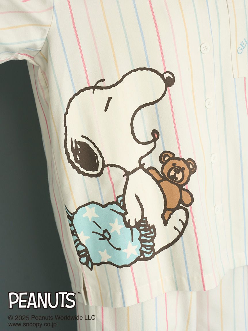 PEANUTS】オリジナルアート レインボーストライプネルシャツ(シャツ