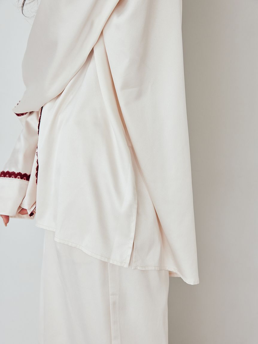 レースサテンシャツ(シャツ)｜ルームウェア・パジャマ通販の