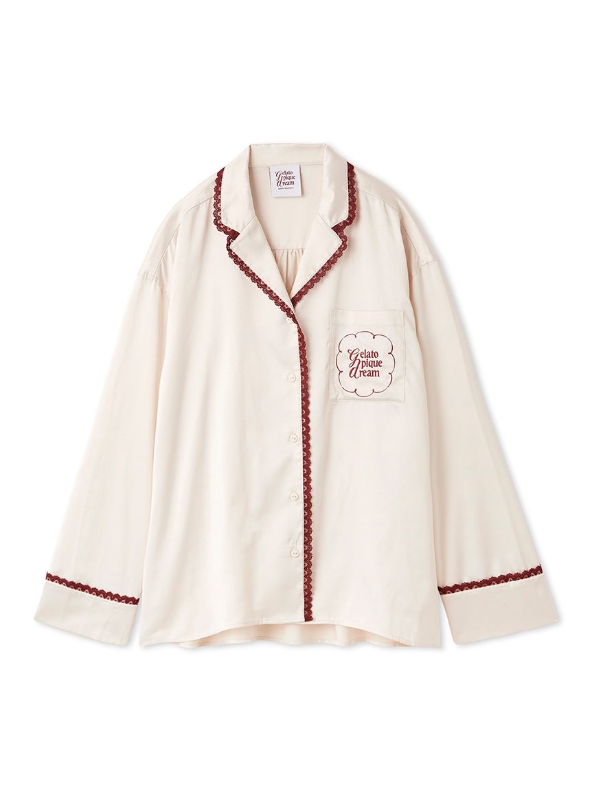 レースサテンシャツ(シャツ)｜ルームウェア・パジャマ通販の