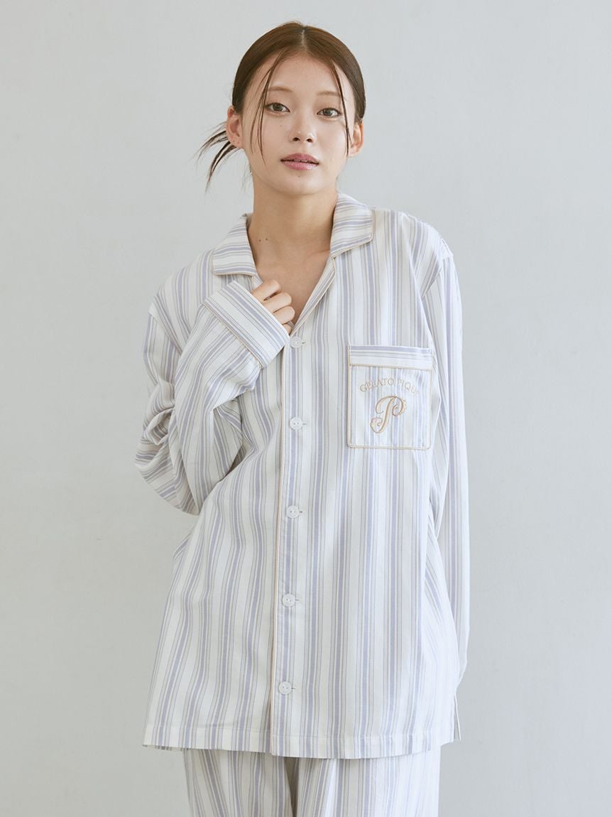 先染めストライプシャツ(シャツ)｜ルームウェア・パジャマ通販の