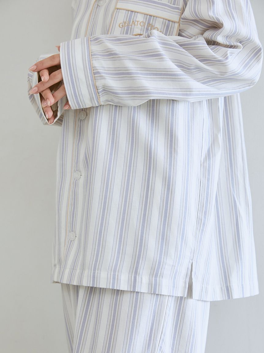 先染めストライプシャツ(シャツ)｜ルームウェア・パジャマ通販の