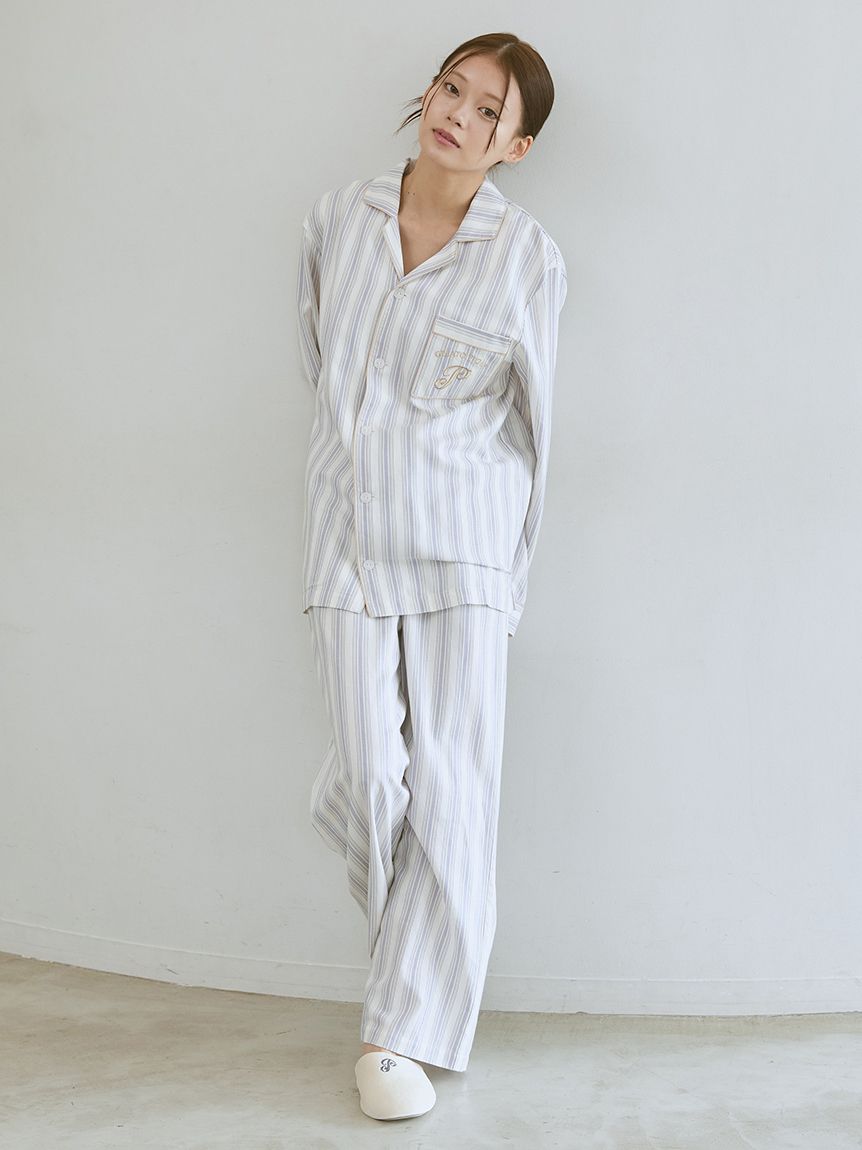 先染めストライプシャツ(シャツ)｜ルームウェア・パジャマ通販の