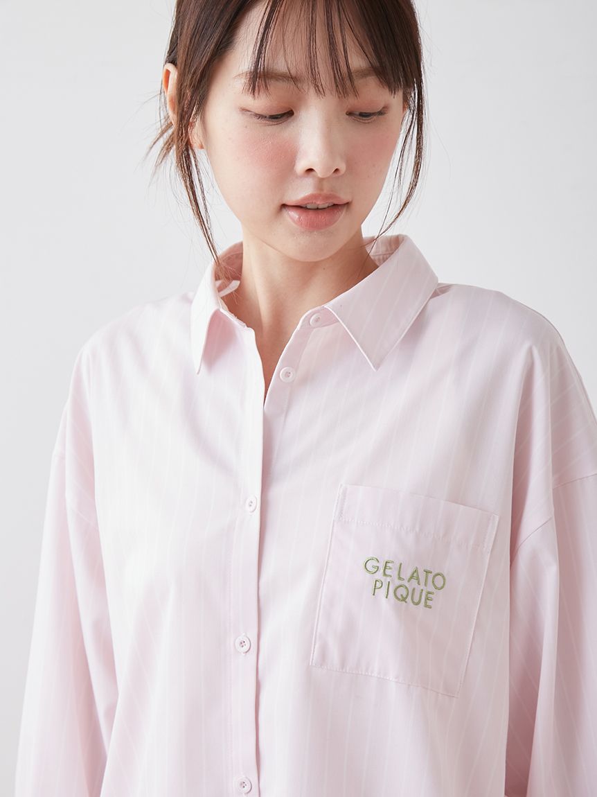 GELATO PIQUE ラベンダー ストライプ セットアップ UVカット】ストライプシャツ(シャツ)｜ルームウェア・パジャマ通販の