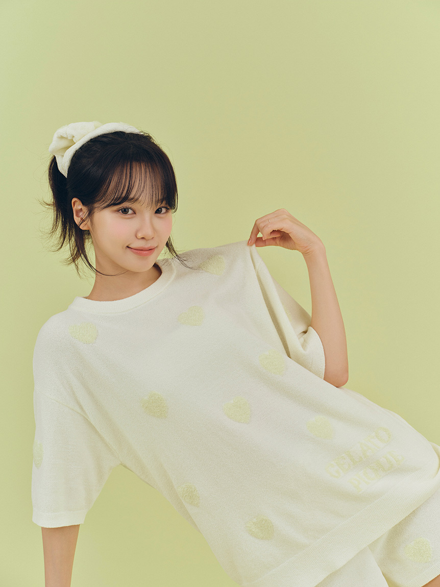ハートジャガードシュシュ(ヘアアクセサリー)｜ルームウェア
