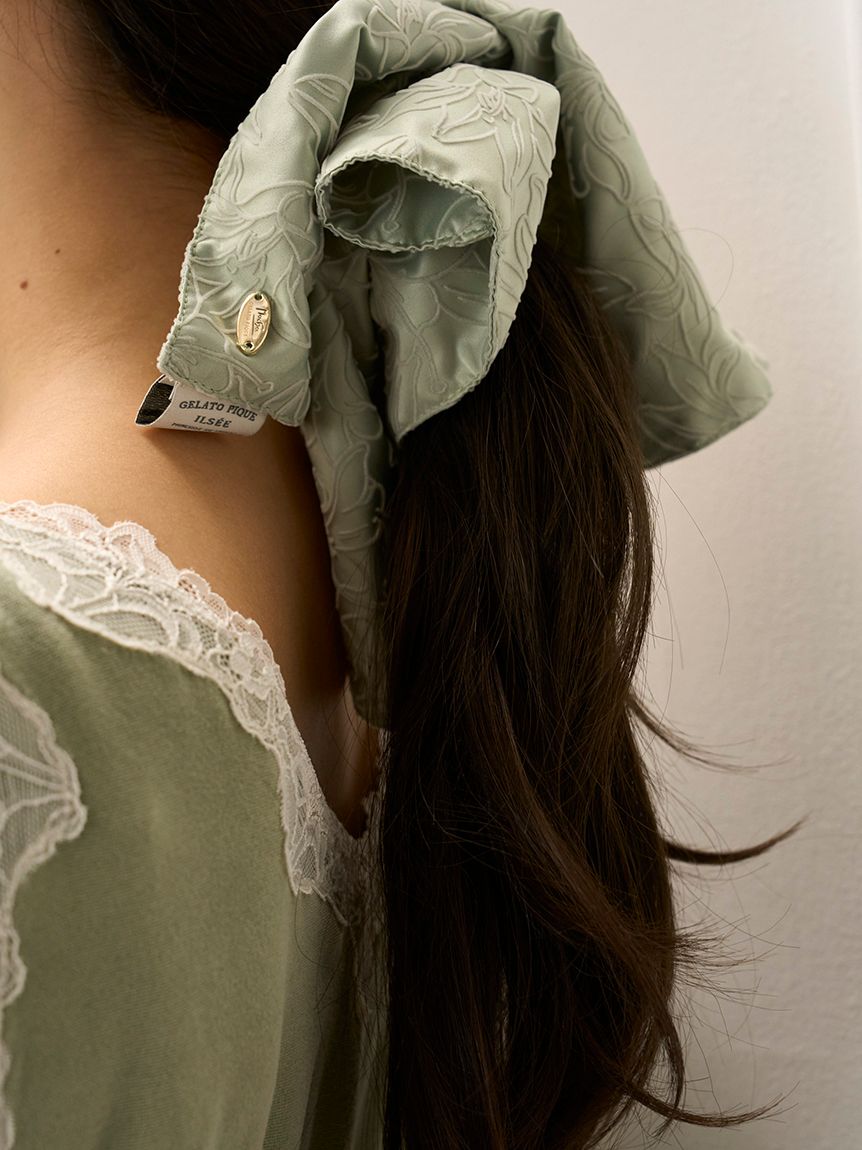 MUCHA】リリー柄フロッキーシュシュ(ヘアアクセサリー)｜ルームウェア