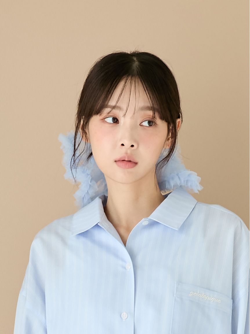ボリュームフリルチュールシュシュ(ヘアアクセサリー)｜ルームウェア