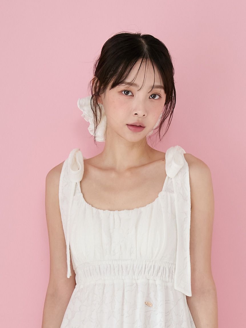 さくらレーシージャガードシュシュ(ヘアアクセサリー)｜ルームウェア