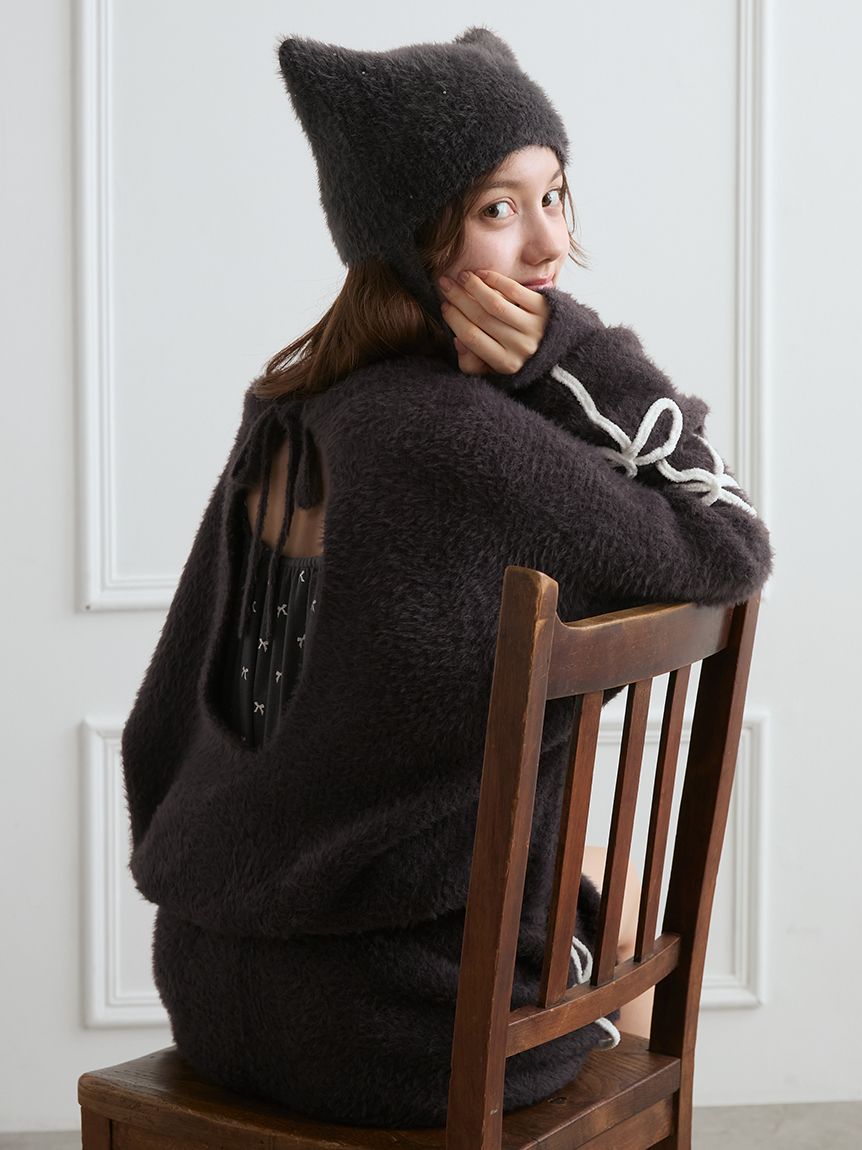 猫耳バラクラバ SVEC ニット帽 ニットキャップ 猫耳 バラクラバ フェイクファー