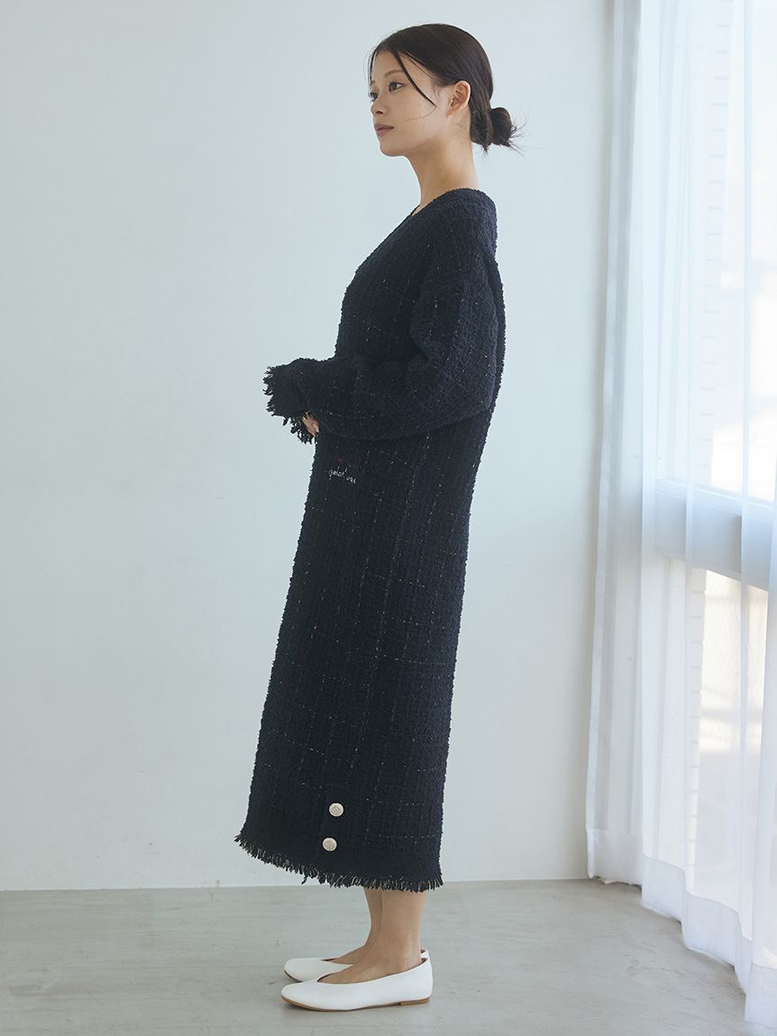 JOEL ROBUCHON】ツイードモコVネックワンピース(ワンピース)｜ルーム