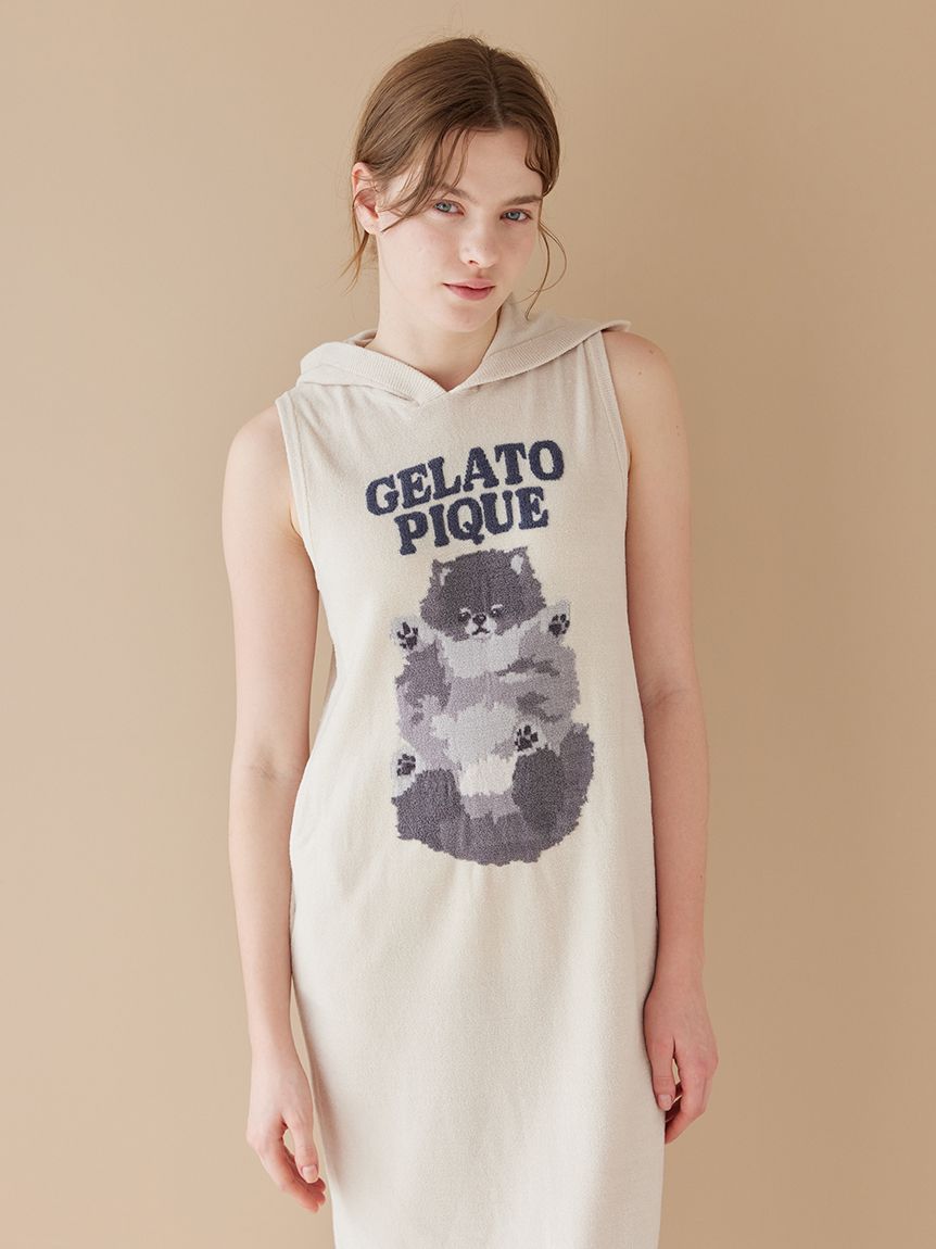 新品！ジェラピケお好きな方に！シーズーのジャガードふわもこワンピースピンク ジェラートピケ gelato pique ベビモコラビットジャガードワンピース