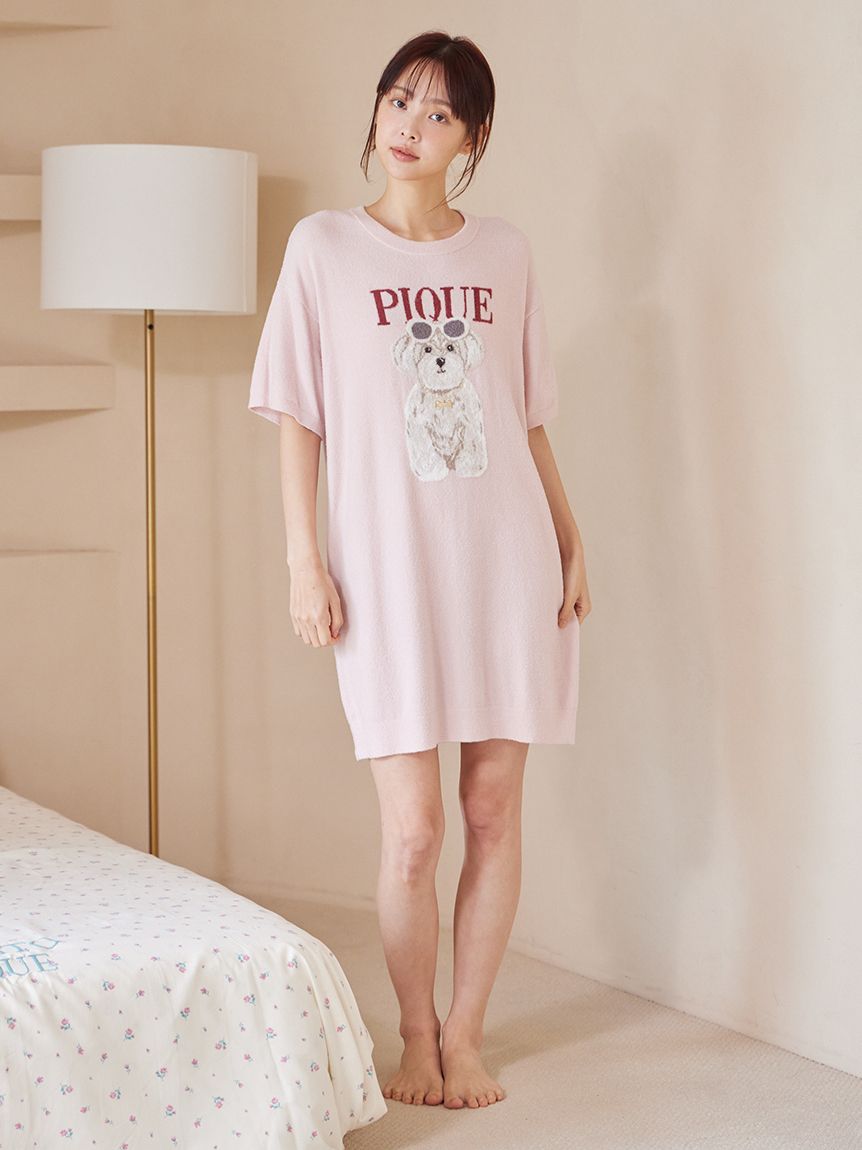 つ*ん様 22日までセール*うじゃうじゃねこワンピース*Mサイズ*ピンク ファッションCATS&DOGSジャガードミニワンピース(ワンピース)｜ルーム