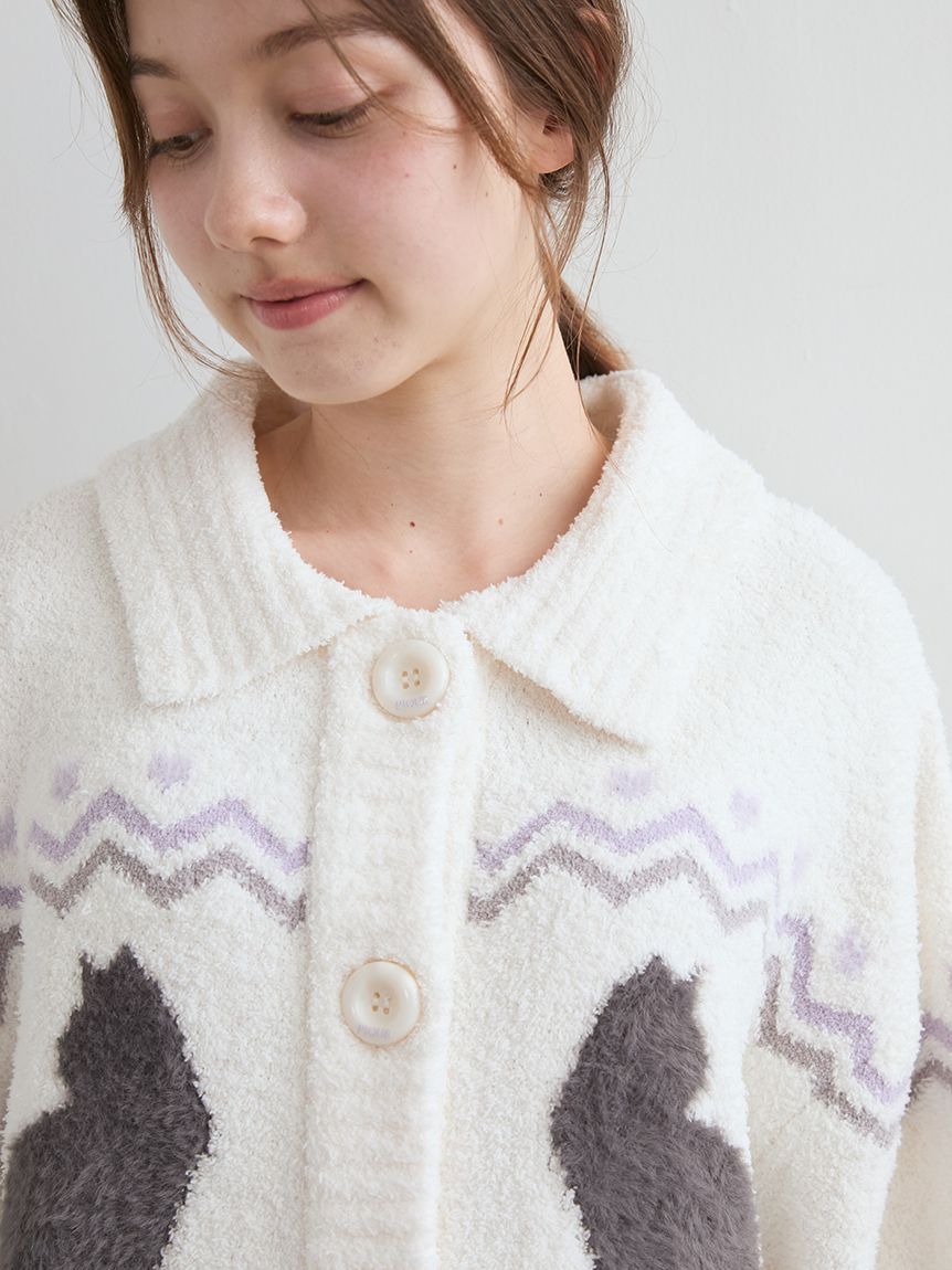 HALLOWEEN・黒猫ジャガードの襟付きカーディガン】 HALLOWEEN】CAT