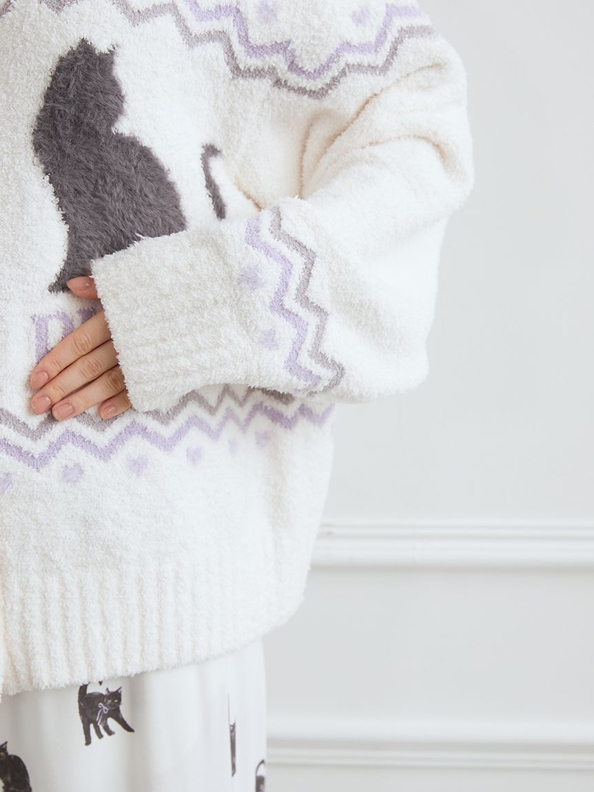 CATジャガード衿付きカーディガン(カーディガン・ガウン)｜ルーム