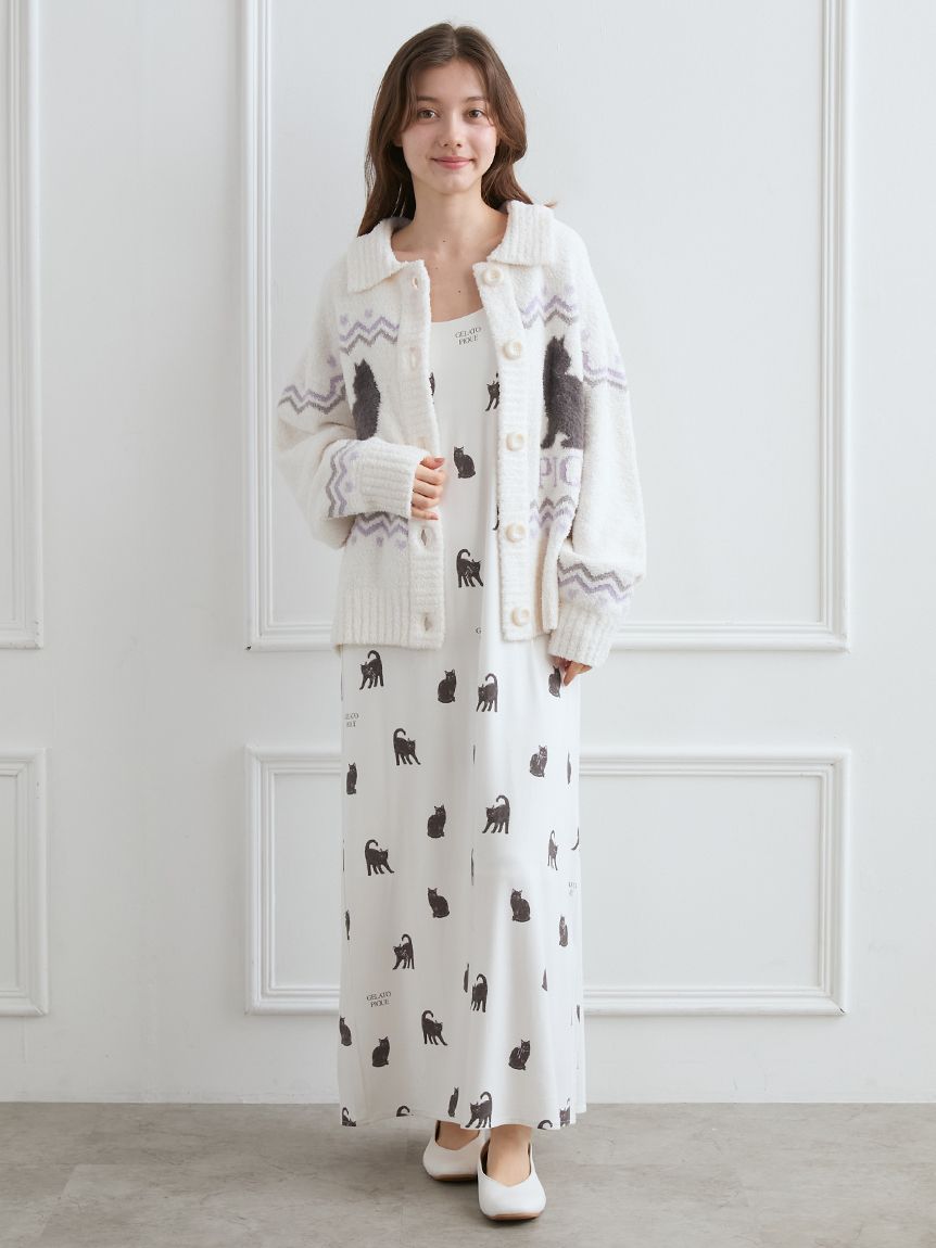 HALLOWEEN】CATジャガード衿付きカーディガン(カーディガン