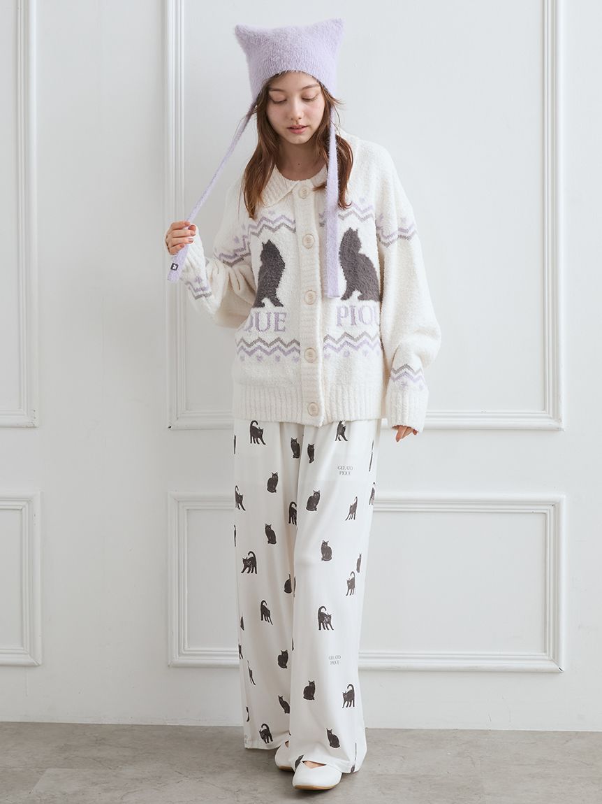 HALLOWEEN】CATジャガード衿付きカーディガン(カーディガン