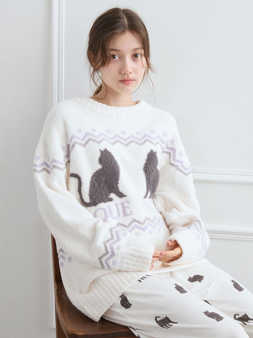 CATジャガードプルオーバー(ニットプルオーバー)｜ルームウェア